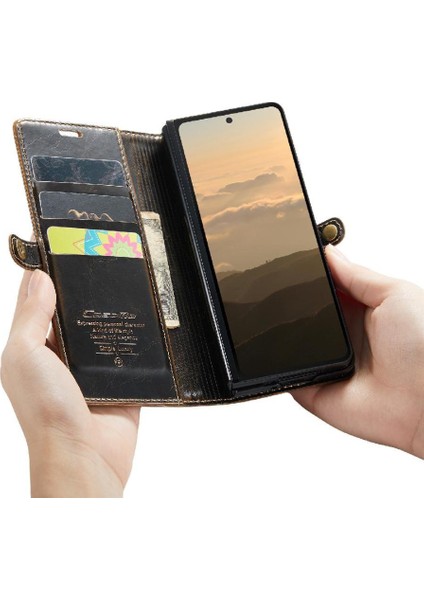 BDT Boutique Samsung Galaxy Z Için Flip Case Fold 6 5g Retro Cüzdan Kapak Çılgın At (Yurt Dışından)