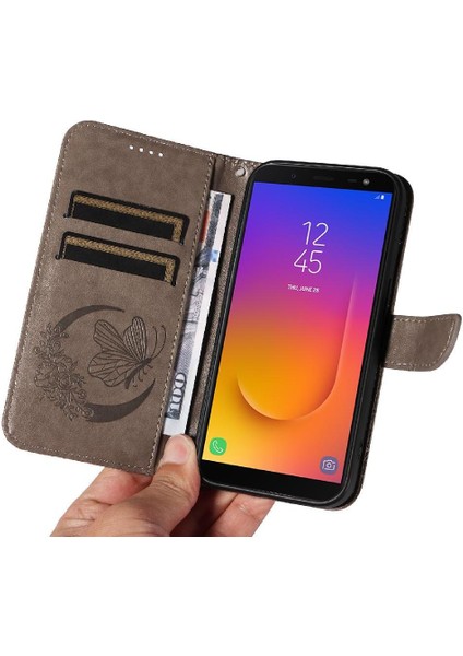 Samsung Galaxy J6 2018 Için Flip Case Ayrılabilir El Kayışı Kabartmalı Yüksek (Yurt Dışından)