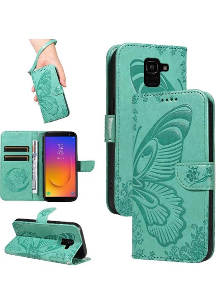 Samsung Galaxy J6 2018 Için Flip Case Ayrılabilir El Kayışı Kabartmalı Yüksek (Yurt Dışından)