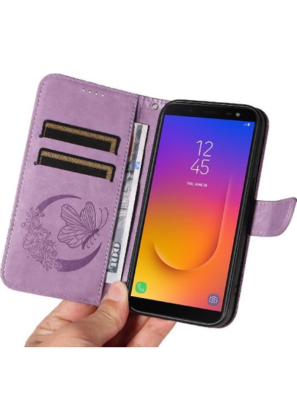 Samsung Galaxy J6 2018 Için Flip Case Ayrılabilir El Kayışı Kabartmalı Yüksek (Yurt Dışından)