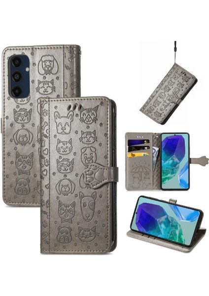 Samsung Galaxy M55 5g Için Flip Case Deri Kılıf Kapak Kapak Kısa Kayış (Yurt Dışından)