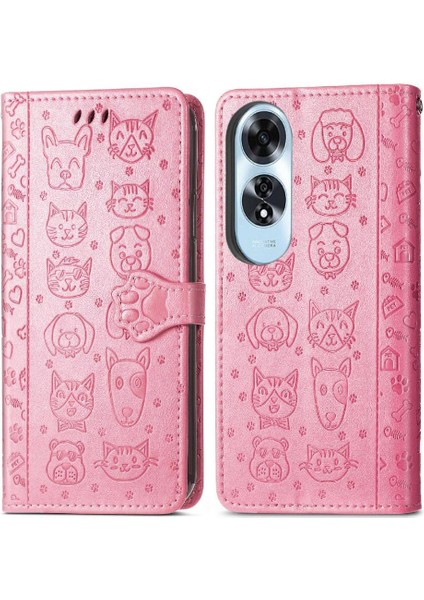 Oppo A60 4g Flip Kapak Için Flip Case Kısa Kayış Deri Kılıf Karikatür (Yurt Dışından)