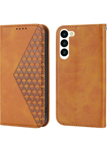 Samsung Galaxy S23 Günlük Kullanım Standı Eşkenar Dörtgen Şekli Cüzdan Için Flip Case (Yurt Dışından)