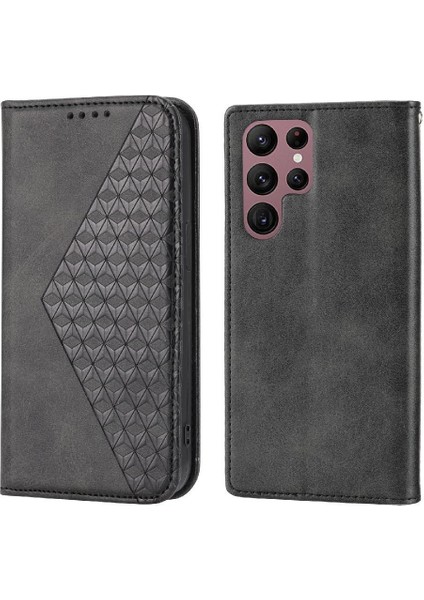Samsung Galaxy S23 Ultra Cüzdan Için Flip Case El Kayışı Eşkenar Dörtgen Şekli Kullanımı (Yurt Dışından)