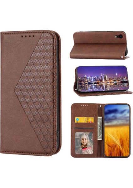 IPhone Xr Günlük Kullanım Için Flip Case Eşkenar Dörtgen Şekli Cüzdan Standı El Kayışı (Yurt Dışından) indirimleri