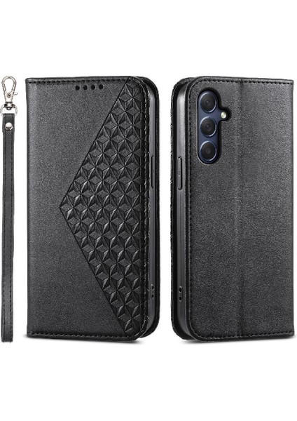 Samsung Galaxy M54 Cüzdan Için Flip Case El Kayışı Standı Günlük Kullanım Eşkenar Dörtgen (Yurt Dışından)