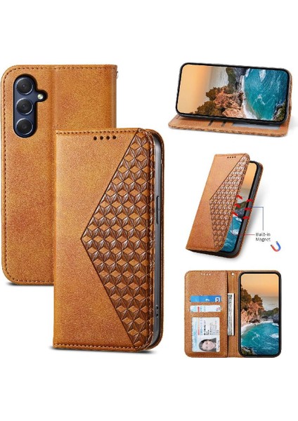 Samsung Galaxy M54 Cüzdan Için Flip Case El Kayışı Standı Günlük Kullanım Eşkenar Dörtgen (Yurt Dışından)