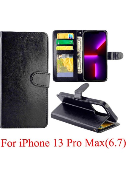 IPhone 13 Için Flip Case Pro Max Kart Tutucu Pu Deri Darbeye Kapatma (Yurt Dışından)