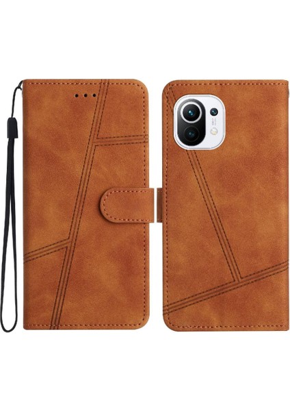 Xiaomi 11 Lite Için Flip Case Bilek Kayışı Cüzdan Pu Deri Kart Yuvaları Flip (Yurt Dışından)
