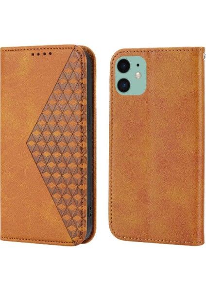 IPhone 11 Için Flip Case Cüzdan Standı Günlük Kullanım Eşkenar Dörtgen Şekli El Kayışı (Yurt Dışından)