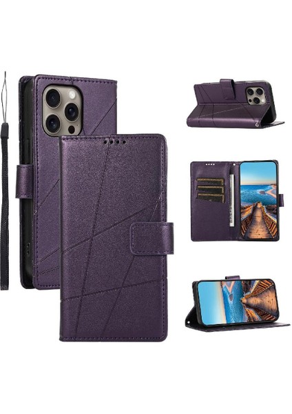 IPhone 16 Için Flip Case Pro Max Kickstand Üç Kart Yuvaları Şok (Yurt Dışından)