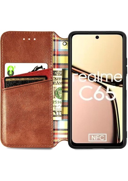 Realme C65 Için Flip Case Moda Tasarım Deri Kılıf Kapak Kapak Cüzdan (Yurt Dışından)