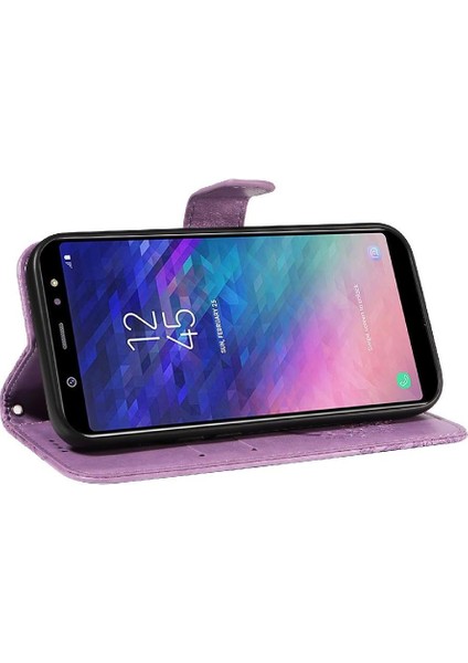 Samsung Galaxy A6 Artı Kredi Kartı Yuvası Kabartmalı Yüksek Flip Case (Yurt Dışından)