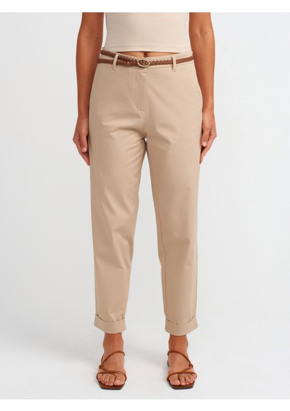 71531 Örgü Kemerli Chino Pantolon-Camel