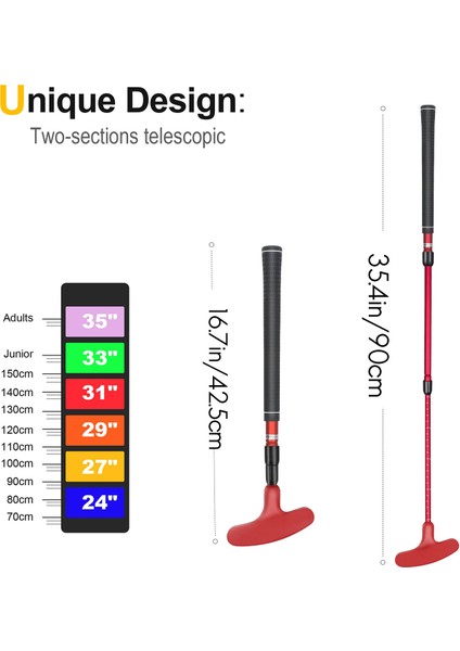 3 Bölümlü Geri Çekilebilir Golf Atıcı, Sol ve Sağ El Için, Golf Eğitim Ekipmanları Taşınabilir Seyahat Atıcı Golf Parçası, Kırmızı (Yurt Dışından) fiyatları