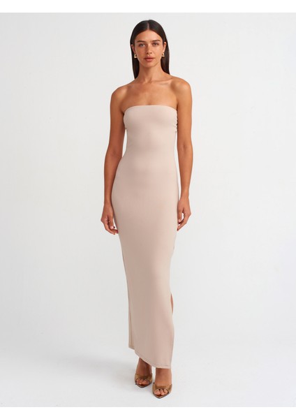 91176 Straplez Midi Elbise-Taş modelleri