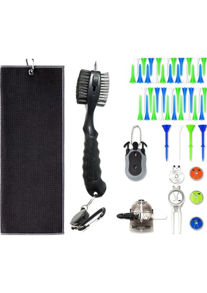 Golf Kulübü Temizleme Aleti, Golf Kulübü Fırçası ve Spor Havlusu, Top Çatalı, Top Pedi, Gol Atıcı, Golf Topu, Kapak Klipsi, Top Işareti, Siyah (Yurt Dışından)