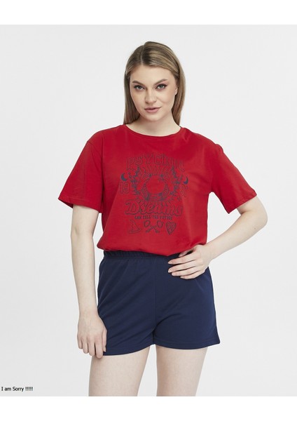 Penye Pamuklu Kısa Kollu Baskılı Kadın Şortlu Yazlık Pijama Takımı indirimleri