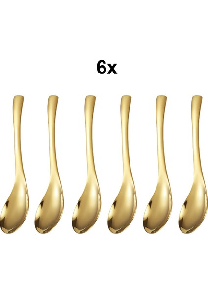 Paslanmaz Çelik 6 Adet Gold Tatlı Meyve ve Dondurma Kaşığı CIN757SR-6