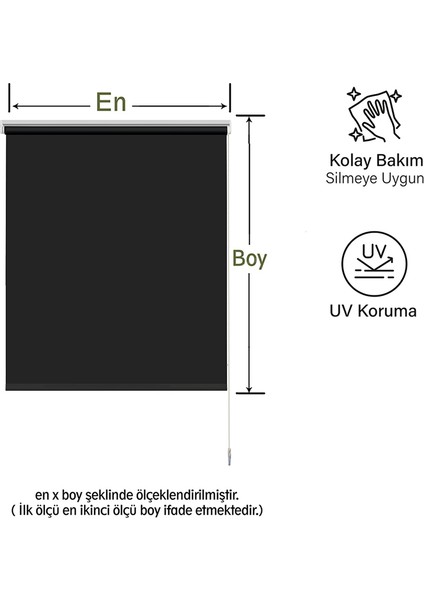 Siyah Güneşlik Stor Perde Etek Düz