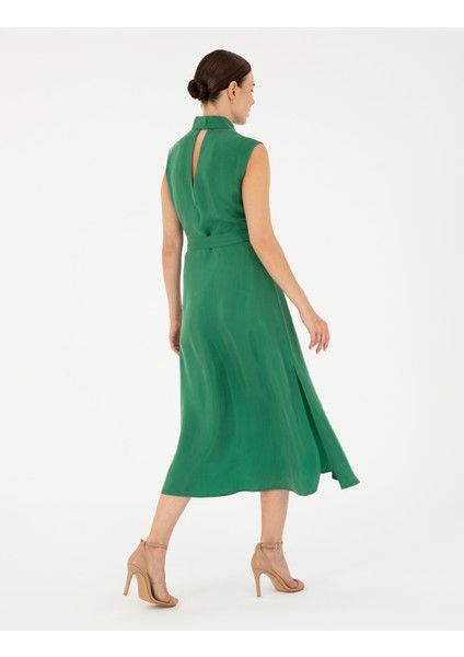 Kadın Yeşil Kolsuz Regular Fit Gömlek Elbise 50283652-VR054