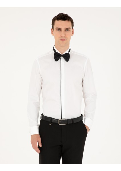 Erkek Beyaz Slim Fit Smokin Gömlek 50236026-VR013
