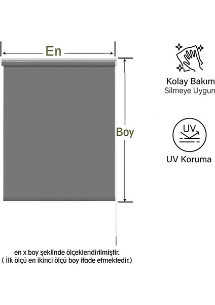 Antrasit Güneşlik Stor Perde ( Etek Düz )