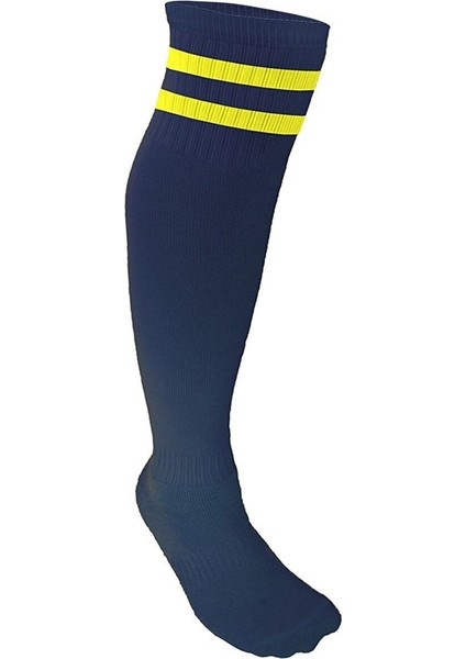 Tekno Trust 80% Pamuk, 20% Likradan Sport Futbol Çorabı Çocuk Lacivert Sarı Tekli T1 Lacivert