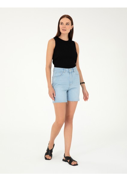 Kadın Açık Mavi Jean Bermuda Şort 50284156-VR003 modelleri