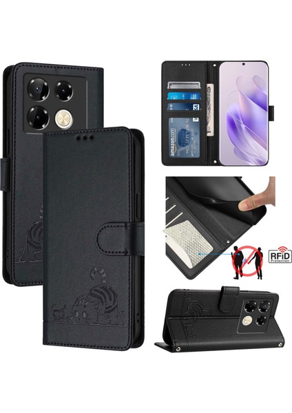 Infinix Note 40 Pro 4g X6850 Için Kedi Sıçan Desenli Pu Kılıf (Yurt Dışından)