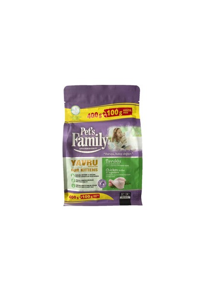 Pets Family Super Premium Tavuklu Yavru Kedi Maması 500 G