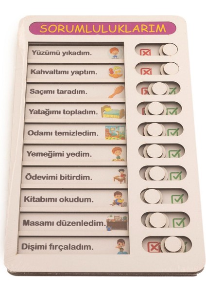 Sorumluluklarım Görev Panosu Eğitici Ahşap Oyuncak