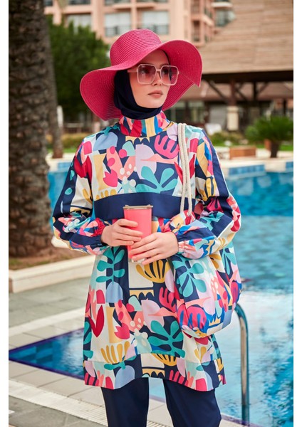 Desenli Tam Kapalı Tesettür Mayo R2407 fiyatları