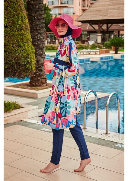 Desenli Tam Kapalı Tesettür Mayo R2407 fırsatları