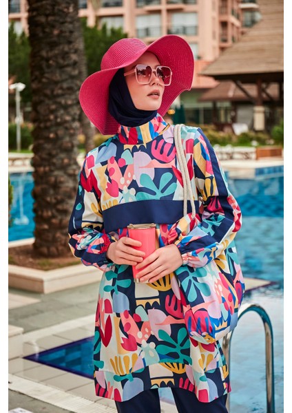 Desenli Tam Kapalı Tesettür Mayo R2407 indirimleri