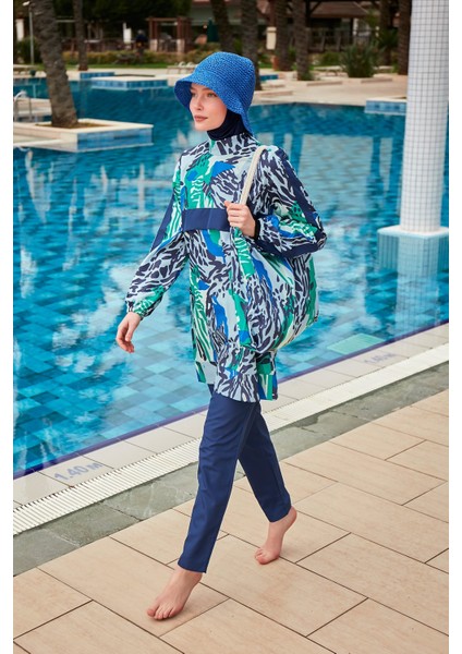 Desenli Tam Kapalı Tesettür Mayo R2408 fırsatları