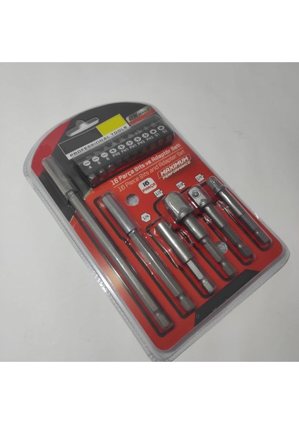 16 Parça Somun Adaptör Seti ve Bits Ucu Seti Mıknatıslı Manyetik Uzatma ve Bits Uçları