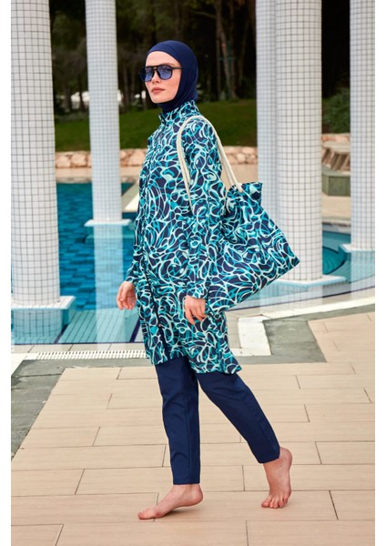 Desenli Tam Kapalı Tesettür Mayo R2404 fiyatları