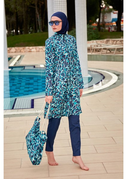 Desenli Tam Kapalı Tesettür Mayo R2404 modelleri