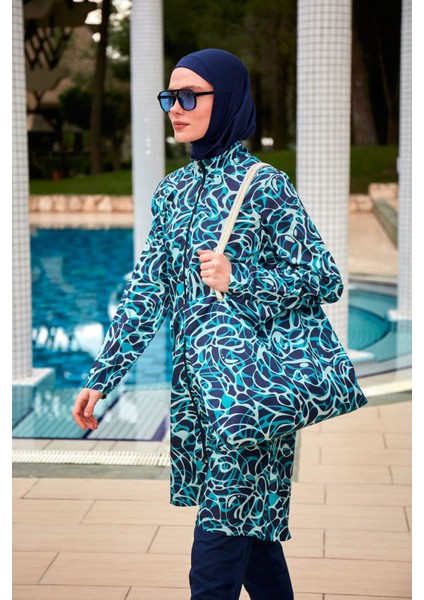 Desenli Tam Kapalı Tesettür Mayo R2404 fırsatları