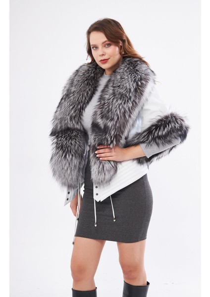 DKA1717 Deri Kadın Beyaz Kaban/mont modelleri