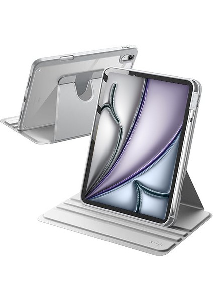 Apple iPad Air 11 Inç 6. Nesil (2024) Yatay ve Dikey Dönebilen Standlı Kalem Şarjına Uygun Darbe Dayanıklı Thermix Kılıf A2902 A2903