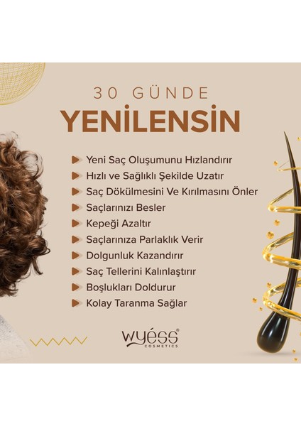 Wyess Erkekler Özel Saç Bakım Yağı Yeni Saç Teli Çıkaran E Vitaminli 30 Yağ 50 ml