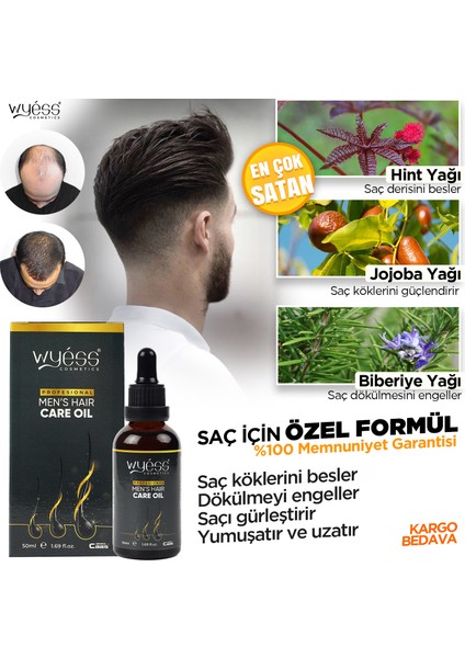 Wyess Erkekler Özel Saç Bakım Yağı Yeni Saç Teli Çıkaran E Vitaminli 30 Yağ 50 ml