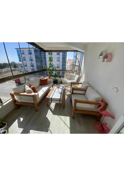 Hera 3+1+1 Bahçe Balkon Teras Ahşap Oturma Grubu