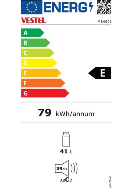 MB4001 E Enerji Sınıfı 41 Ly Minibar Mini Buzdolabı