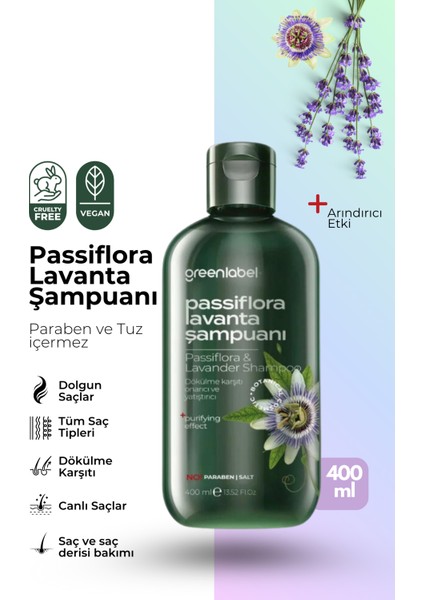 Passiflora Ve Lavanta Özlü Parabensiz Tuzsuz Kepek Karşıtı Bakım Ve Onarım Şampuanı 400ml