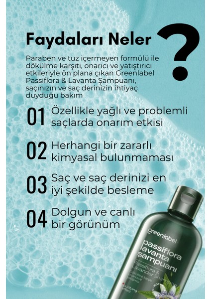 Passiflora Ve Lavanta Özlü Parabensiz Tuzsuz Kepek Karşıtı Bakım Ve Onarım Şampuanı 400ml modelleri