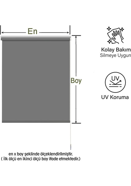 Antrasit Güneşlik Stor Perde ( Etek Dilimli )