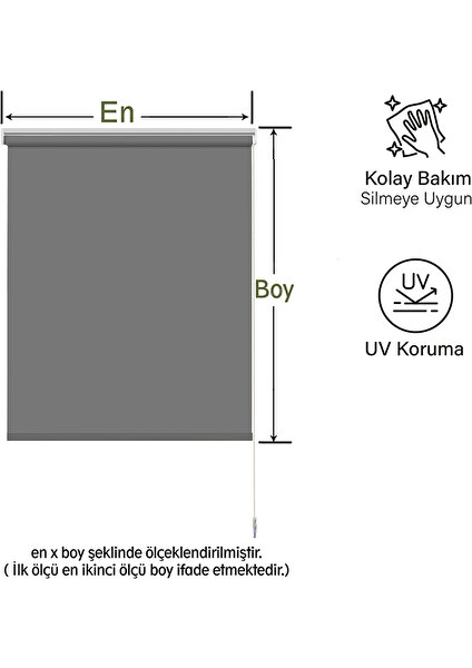 Antrasit Güneşlik Stor Perde ( Etek Dilimli )